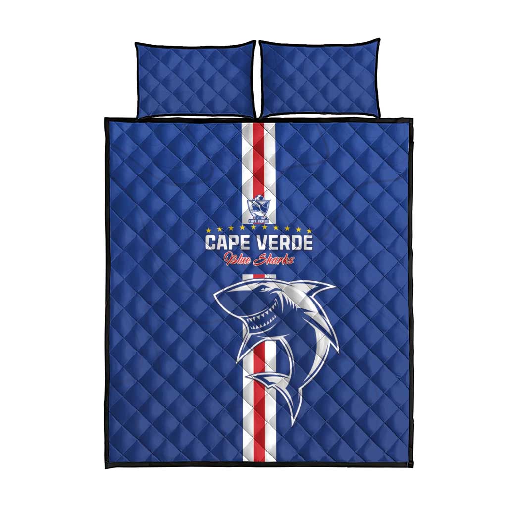 Cape Verde Football Quilt Bed Set Go Champions Blue Sharks LT15