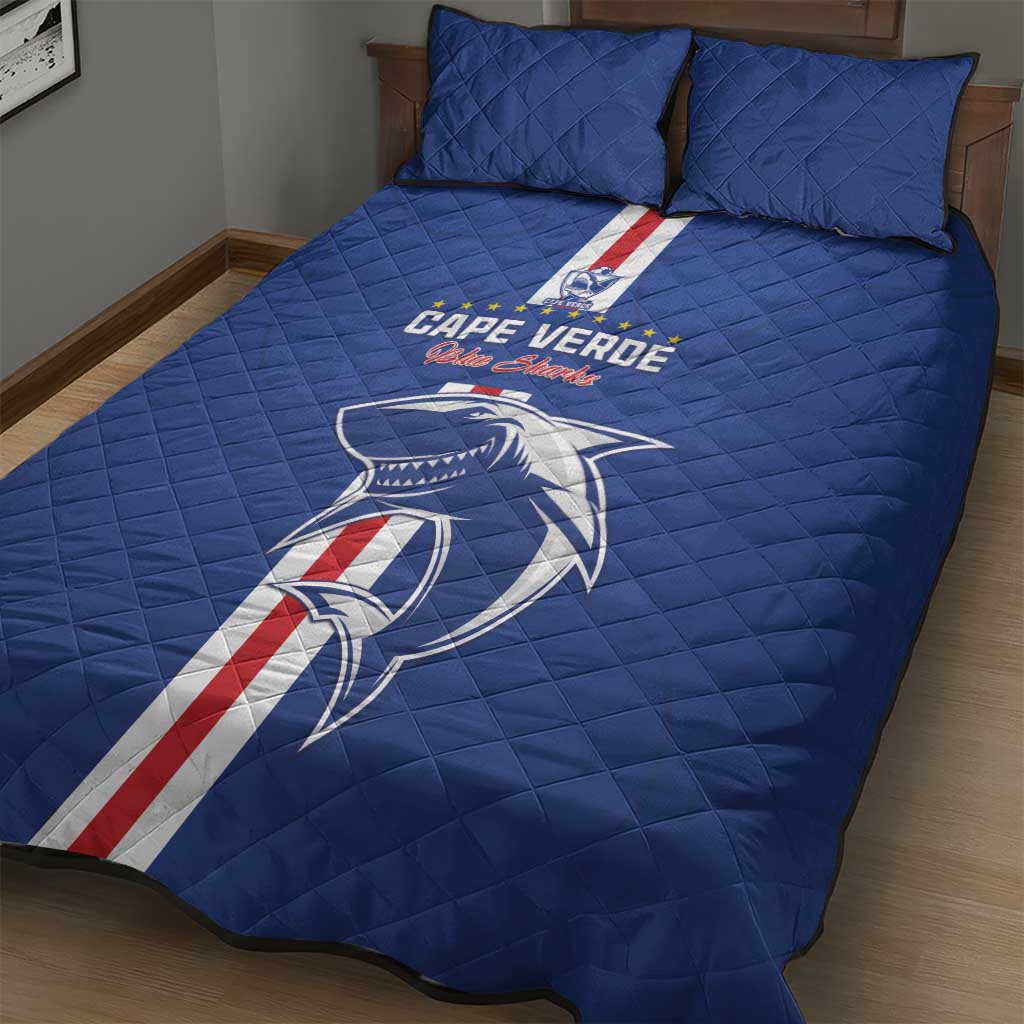 Cape Verde Football Quilt Bed Set Go Champions Blue Sharks LT15