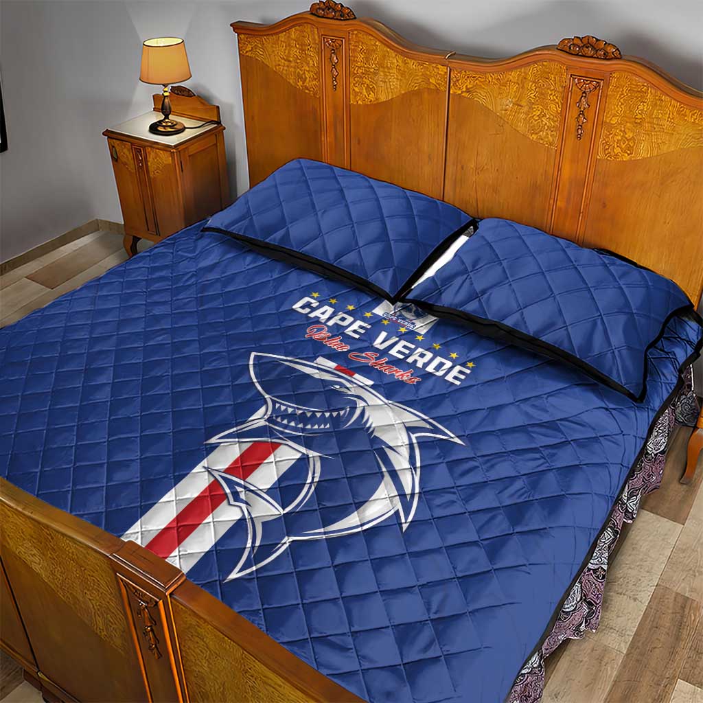 Cape Verde Football Quilt Bed Set Go Champions Blue Sharks LT15