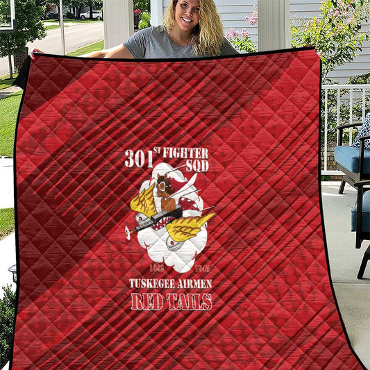 Tuskegee Airmen Red Tails Quilt 301st Fighter Squadron - Red LT15