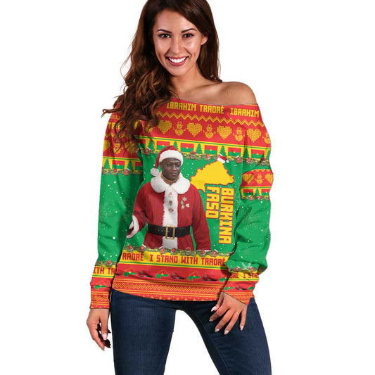 Burkina Faso Christmas Off Shoulder Sweater I Stand With Traore LT15