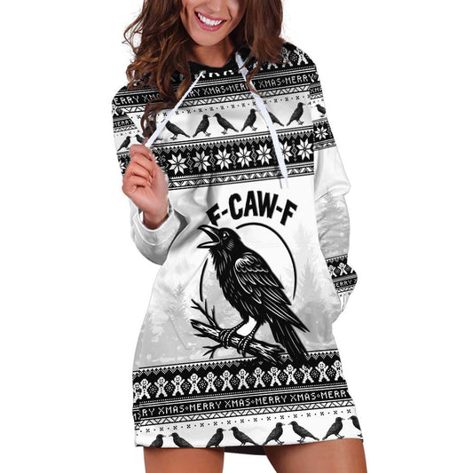 Funny Christmas F Caw F Raven Hoodie Dress Merry Craw Mas LT15