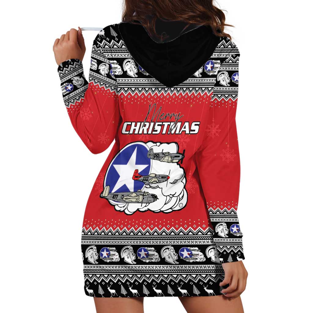 Tuskegee Red Tails Airmen Christmas Hoodie Dress P-51 Mustang 332nd Fighter Group LT15