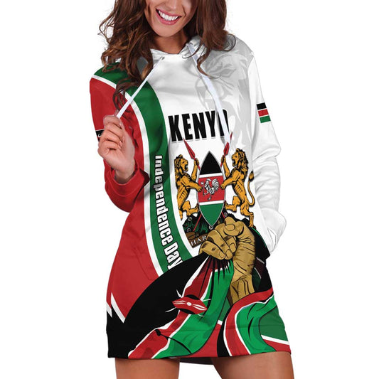 Personalized Kenya Jamhuri Day Hoodie Dress Lion With Coat Of Arms LT15