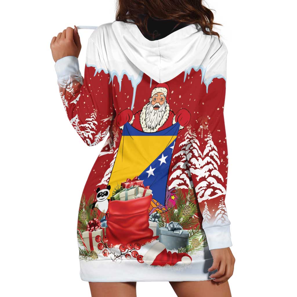 Bosnia and Herzegovina Christmas Hoodie Dress Santa With National Flag LT18