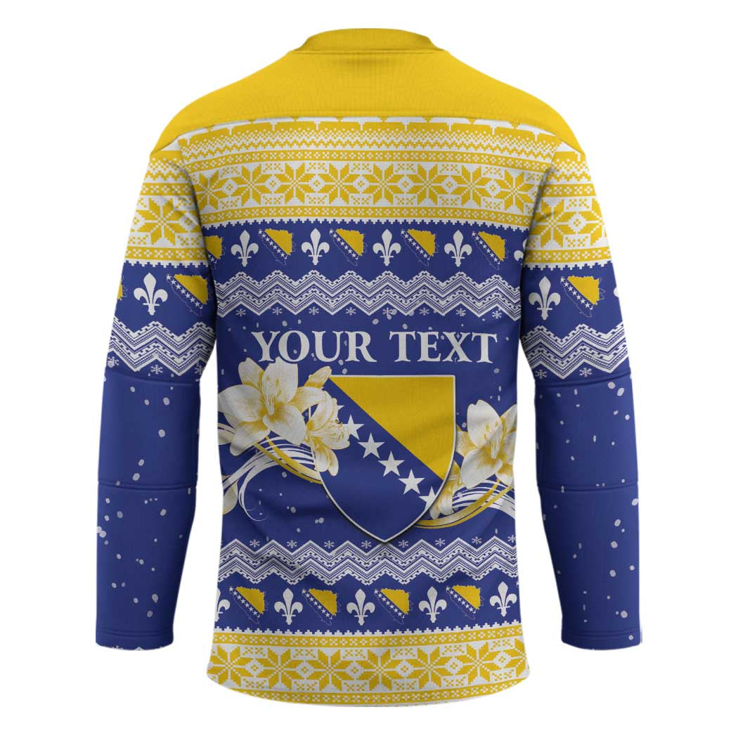 Personalized Bosnia and Herzegovina Christmas Hockey Jersey Coat Of Arms Srecan Bozic LT18