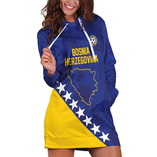 Custom Bosnia and Herzegovina Football Hoodie Dress Go Champion Sporty Style LT18