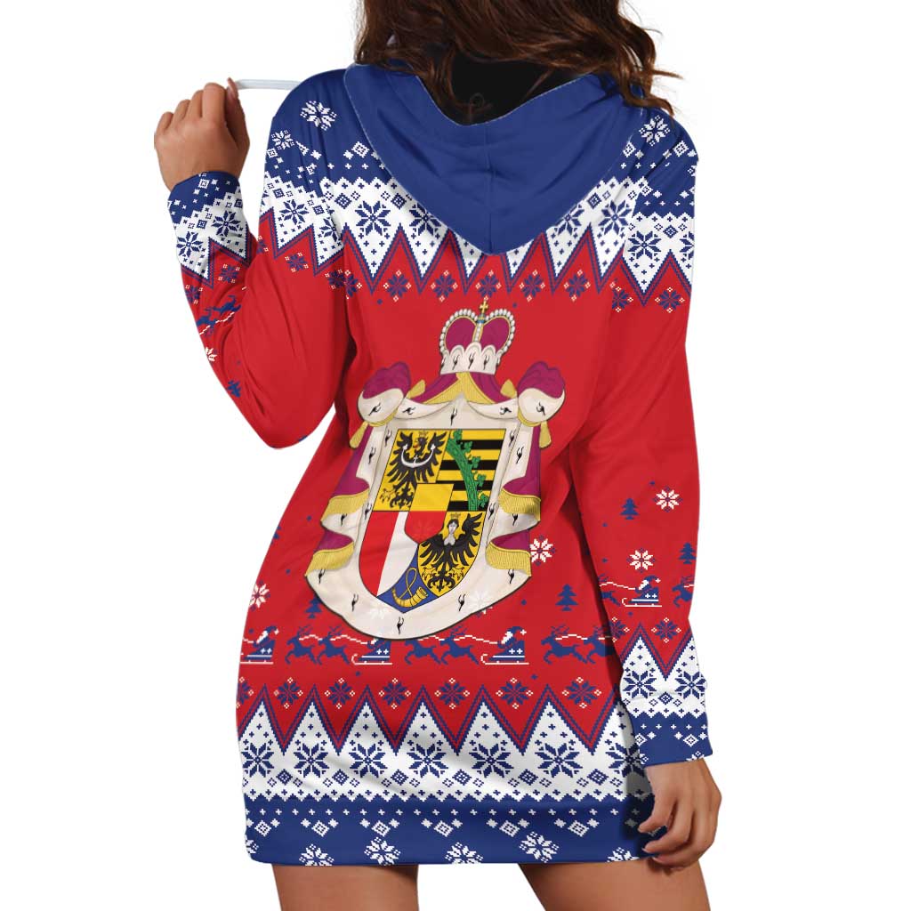 Liechtenstein Christmas Hoodie Dress Coat Of Arms Frohe Weihnachten LT18