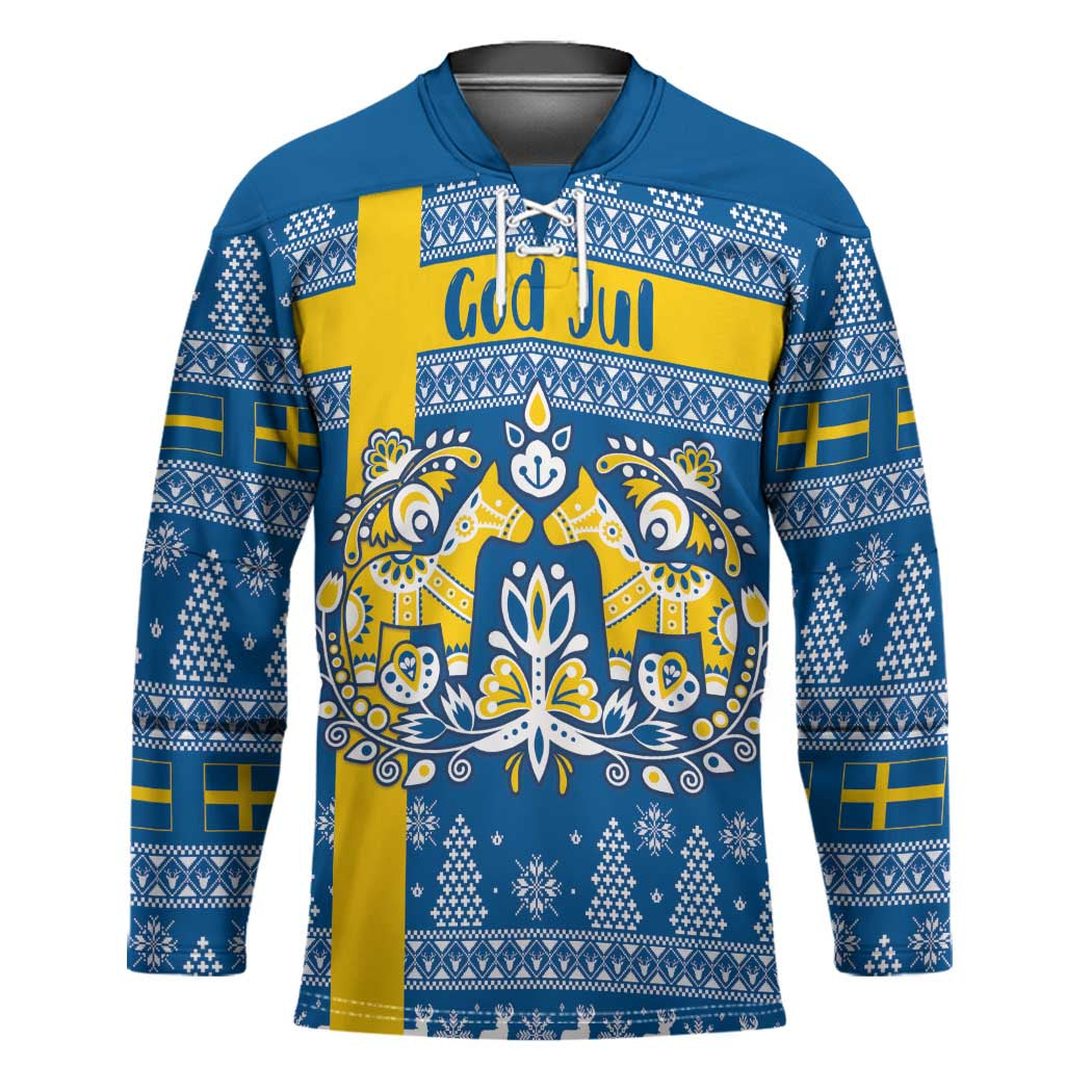 Sweden Christmas Personalized Hockey Jersey Dala Horse God Jul LT18
