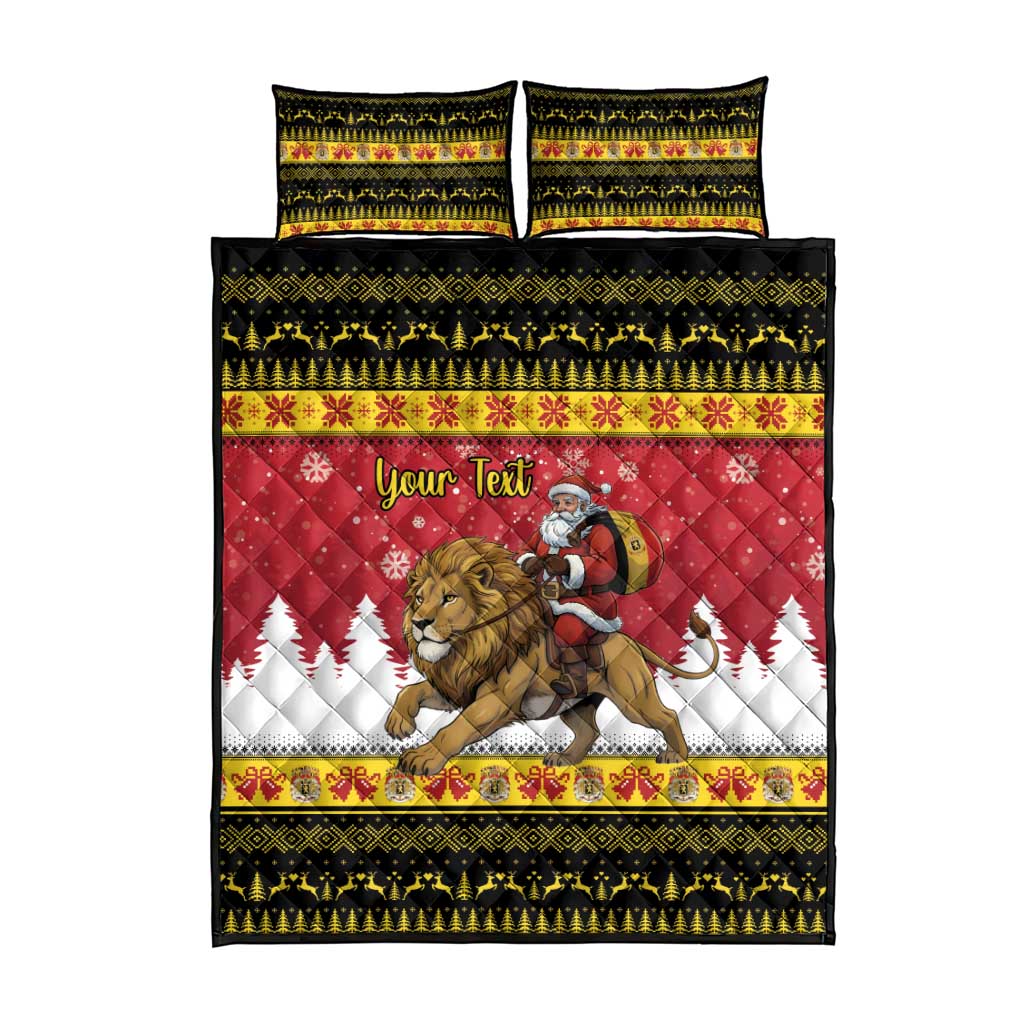 Belgium Christmas Personalized Quilt Bed Set Santa Riding Lion LT18