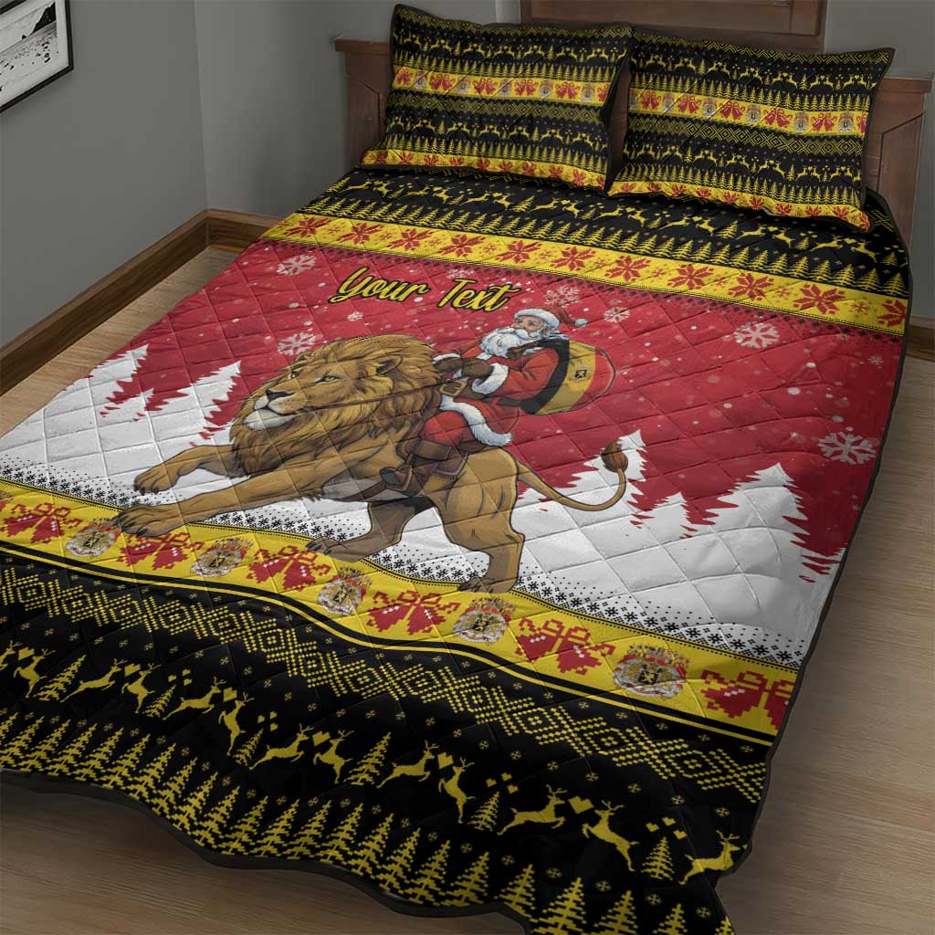 Belgium Christmas Personalized Quilt Bed Set Santa Riding Lion LT18