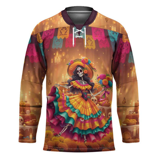 Mexico Day Of The Dead Hockey Jersey Día de los Muertos Catrina LT19