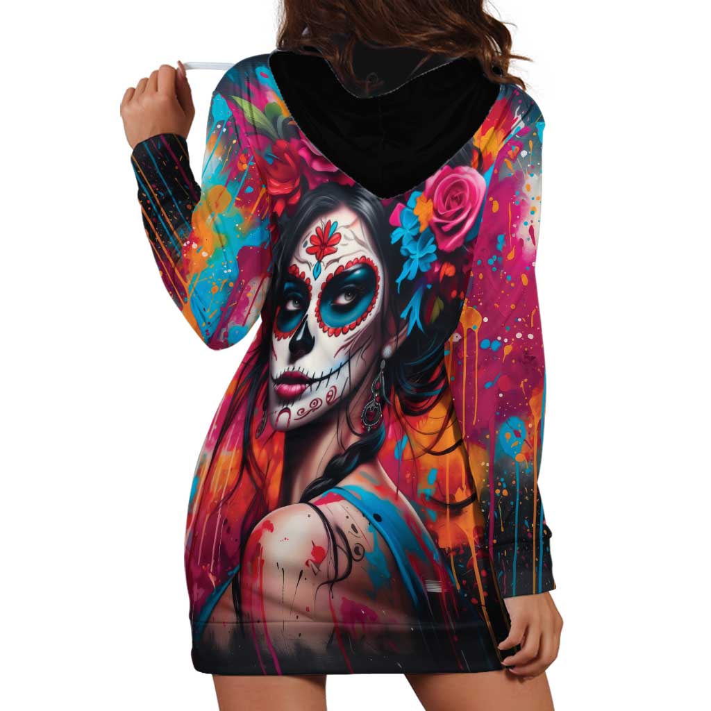 Mexico Day Of The Dead Hoodie Dress Rose Catrina Goddess Sugar Skull LT19