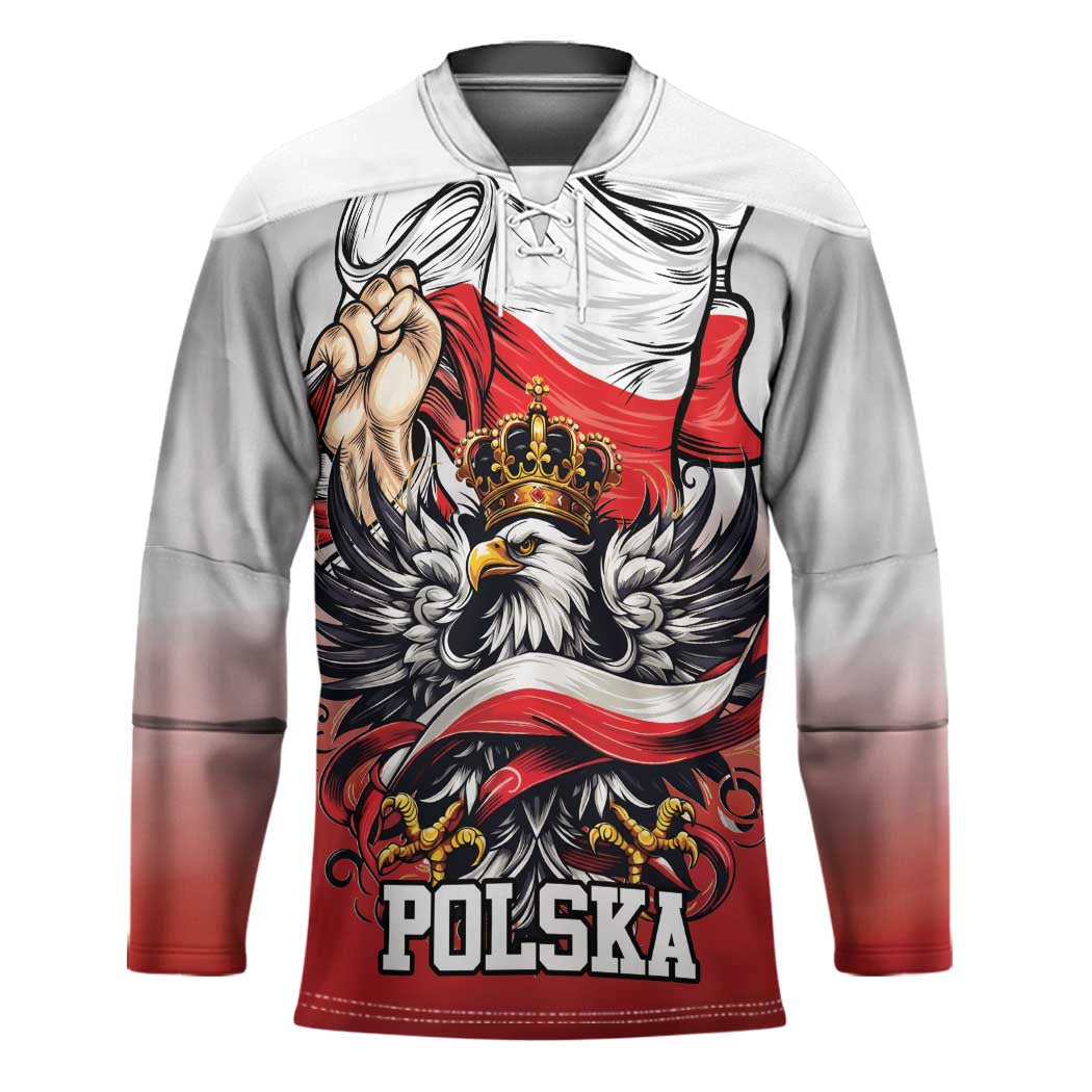 Poland Independence Day Hockey Jersey Polska White Eagle and Flag Style LT19