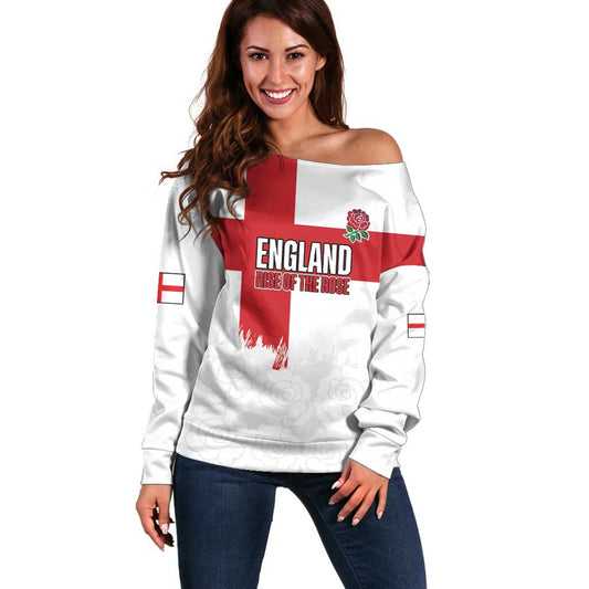 Women Rugby England Off Shoulder Sweater Rise of the Rose World Champions LT19