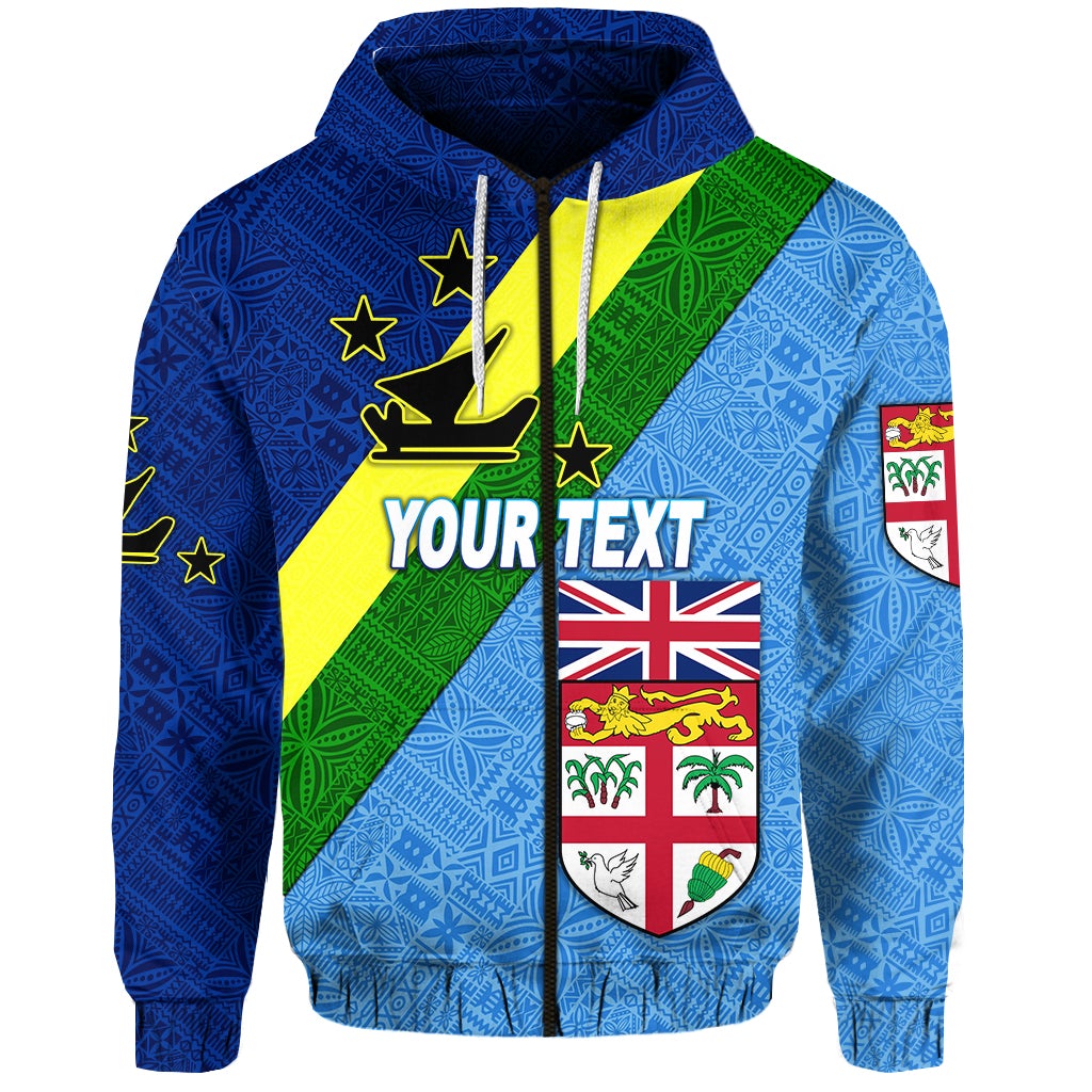 Custom Vanuatu Malampa And Fiji Day Zip Hoodie Simple Style LT8
