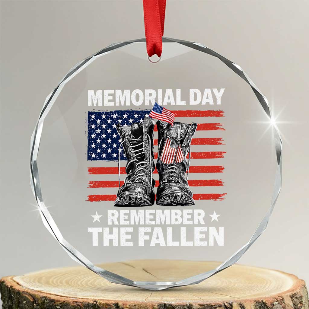 Memorial Day Remember The Fallen Crystal Glass Ornament Veteran Military Vintage USA Flag TS10