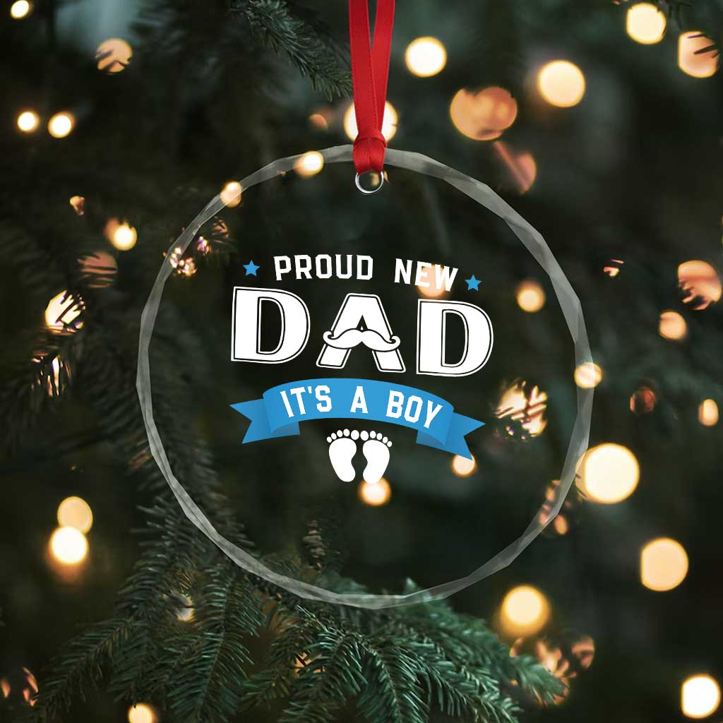 New Dad It's a Boy Crystal Glass Ornament Newborn Daddy Father Baby Boy Son TS10