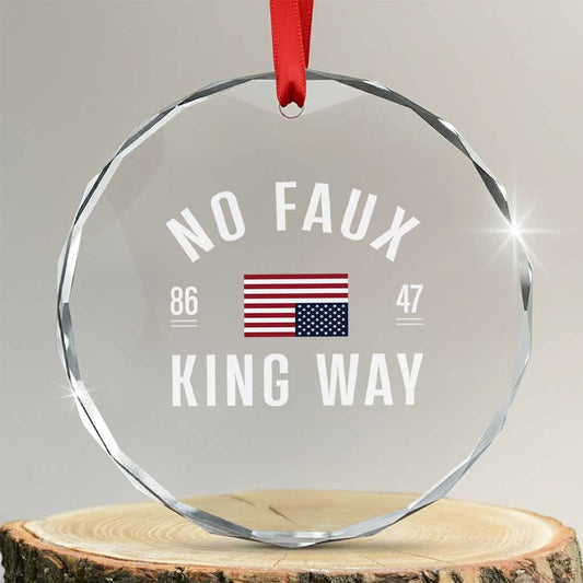 No Kings in America Crystal Glass Ornament US Flag Upside Down TS10