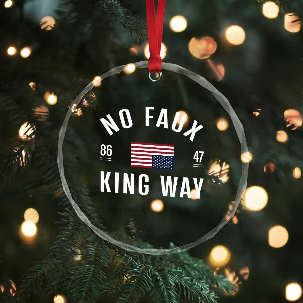 No Kings in America Crystal Glass Ornament US Flag Upside Down TS10