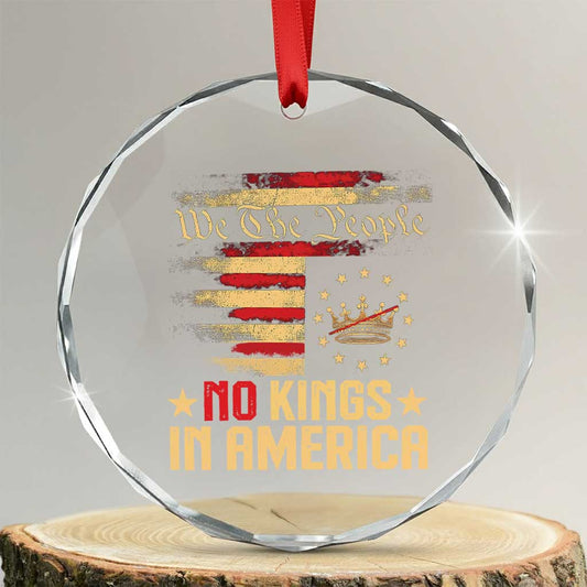 No Kings in America Crystal Glass Ornament Vintage Old American Flag Patriotic 1776 We The People TS10