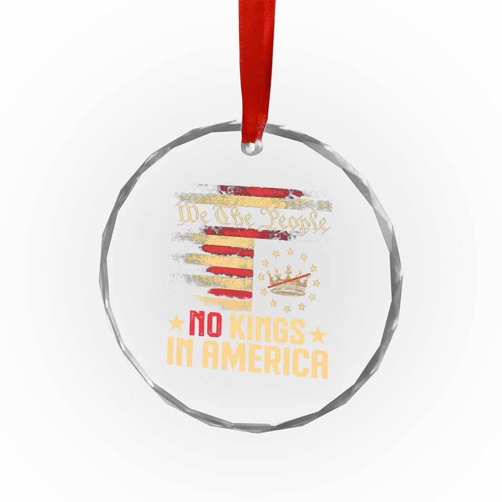 No Kings in America Crystal Glass Ornament Vintage Old American Flag Patriotic 1776 We The People TS10