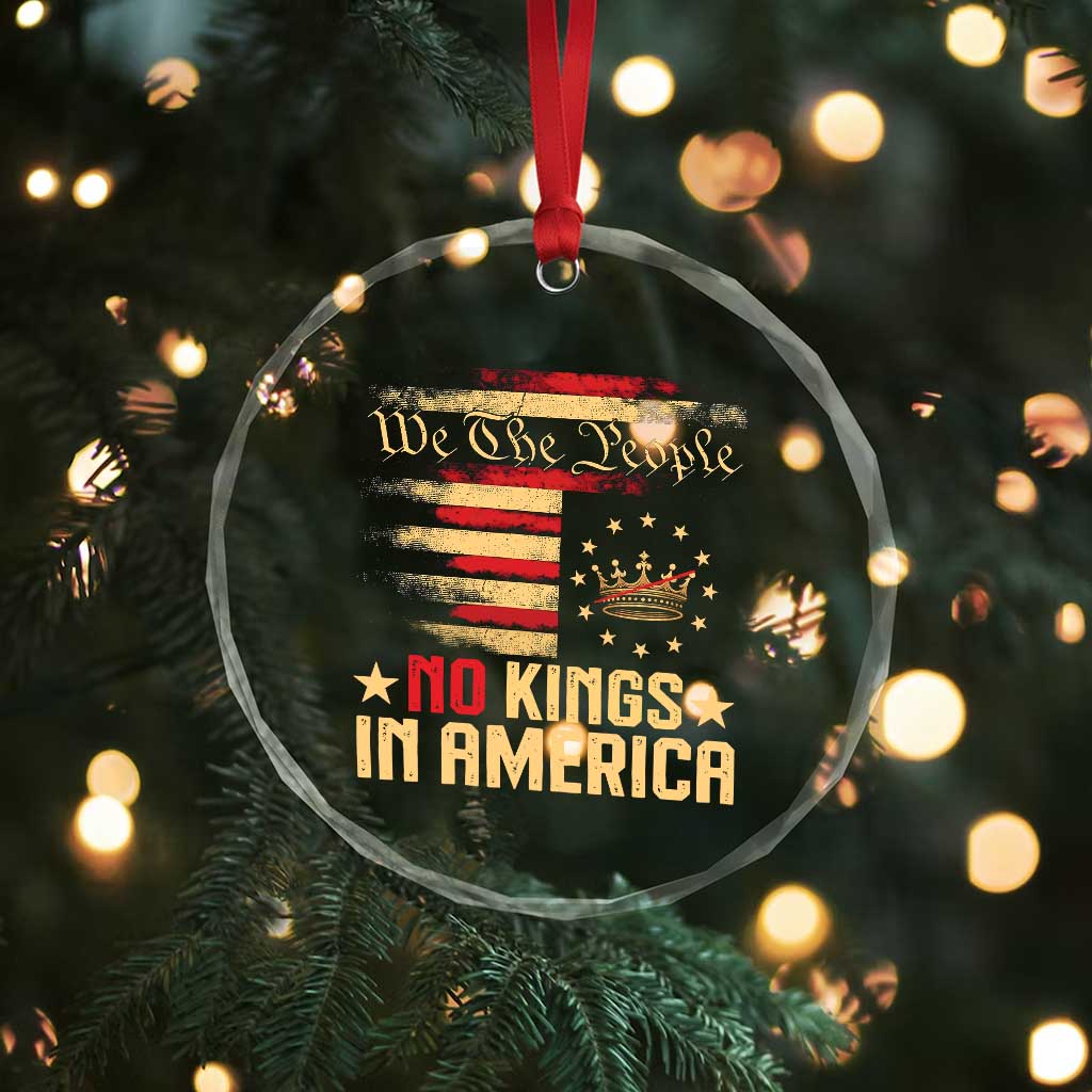 No Kings in America Crystal Glass Ornament Vintage Old American Flag Patriotic 1776 We The People TS10