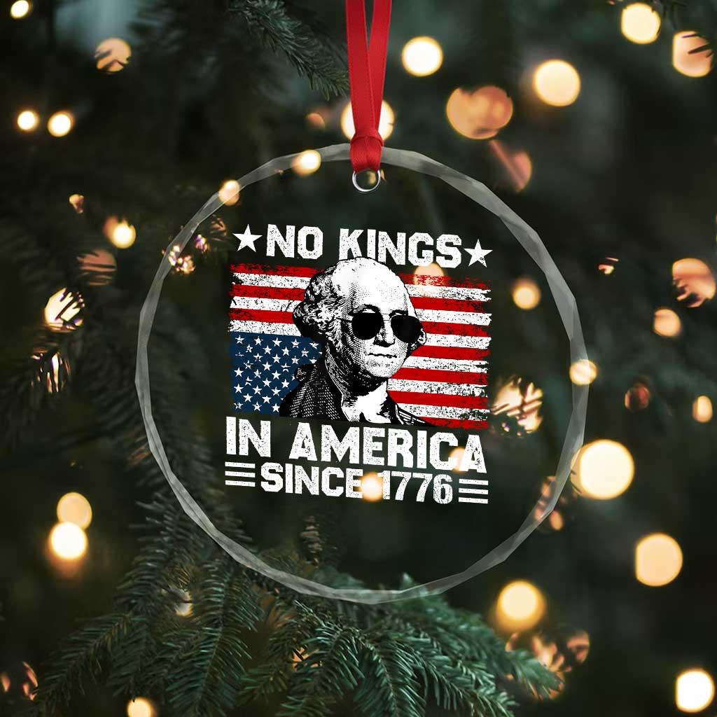 No Kings In America Since 1776 Crystal Glass Ornament George Washington US Flag Upside Down TS10