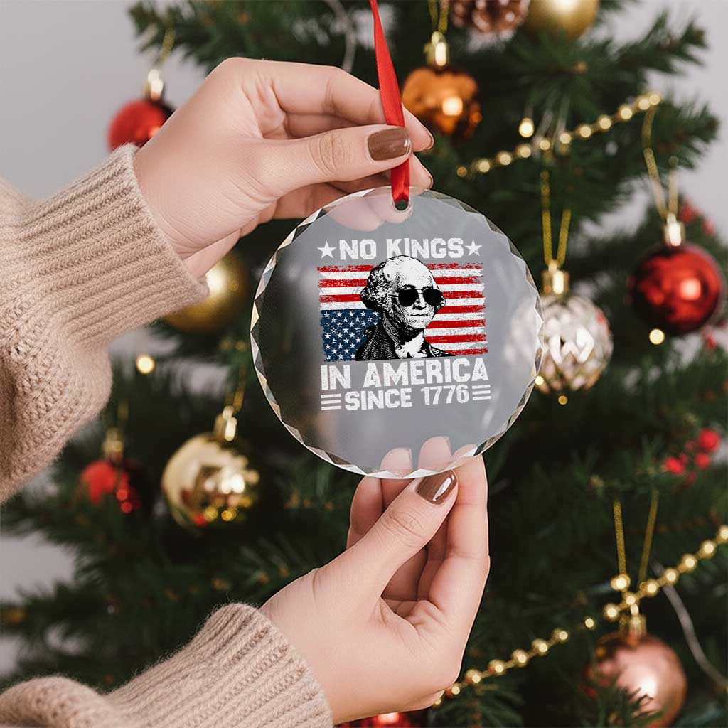 No Kings In America Since 1776 Crystal Glass Ornament George Washington US Flag Upside Down TS10