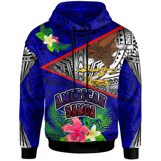 American Samoa Hoodie Custom American Samoa Eagle Flag Style With Polynesian Patterns Hoodie LT10