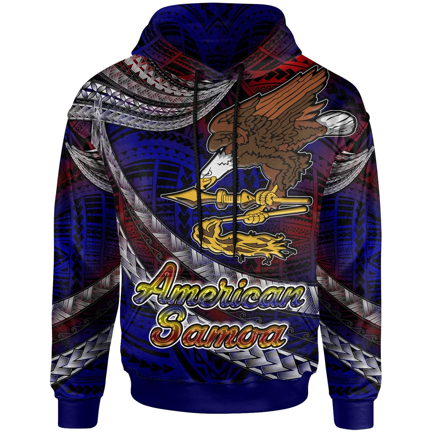 American Samoa Hoodie Custom American Samoa Eagle With Polynesian Patterns Hoodie LT10