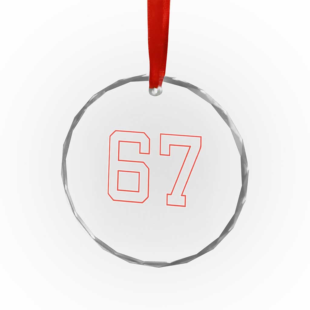 Number 67 Meme Crystal Glass Ornament Funny Six Seven Varsity Sports Team Jersey TS10