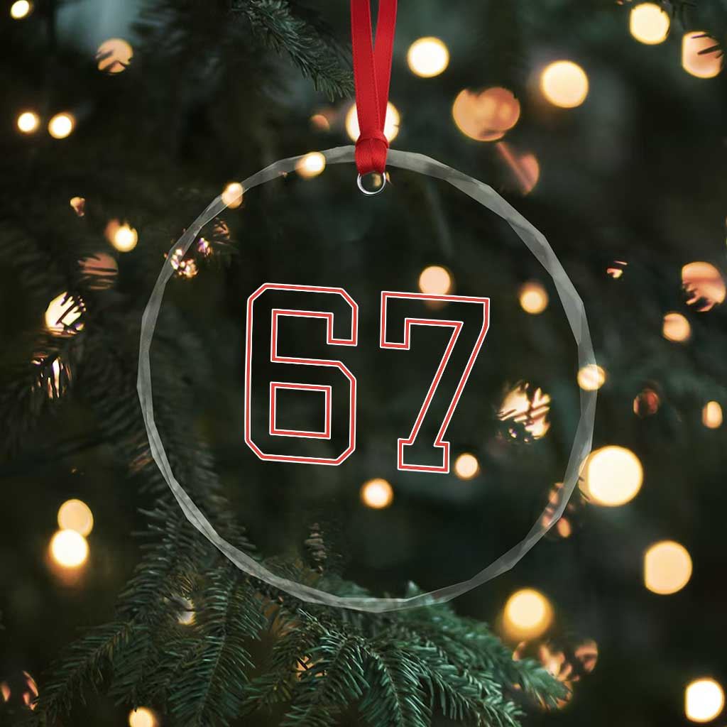 Number 67 Meme Crystal Glass Ornament Funny Six Seven Varsity Sports Team Jersey TS10