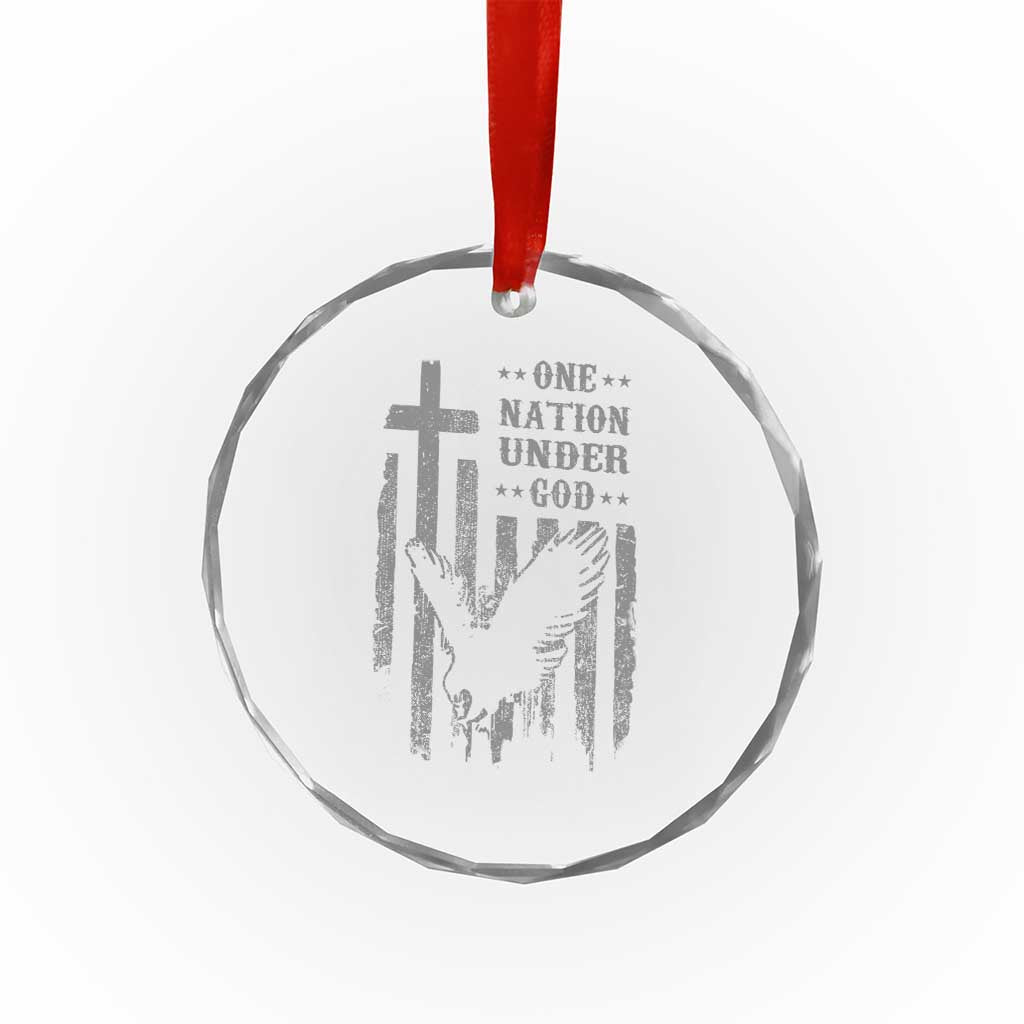 One Nation Under God Crystal Glass Ornament American Flag Bald Eagle 4th Of July Patriotic Christian TS10