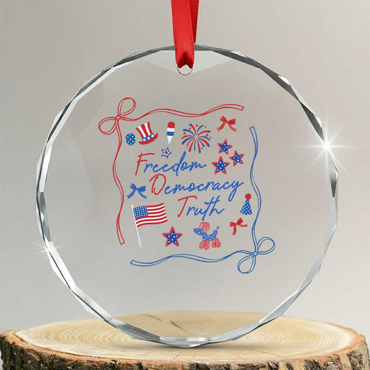 Patriotic Subtle FDT Crystal Glass Ornament Coquette Bow Patriotic 4th of July TS10