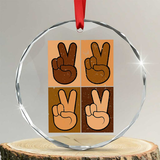 Peace Sign Equality for All Crystal Glass Ornament Peace Out V Fingers Hand Equal Rights TS10