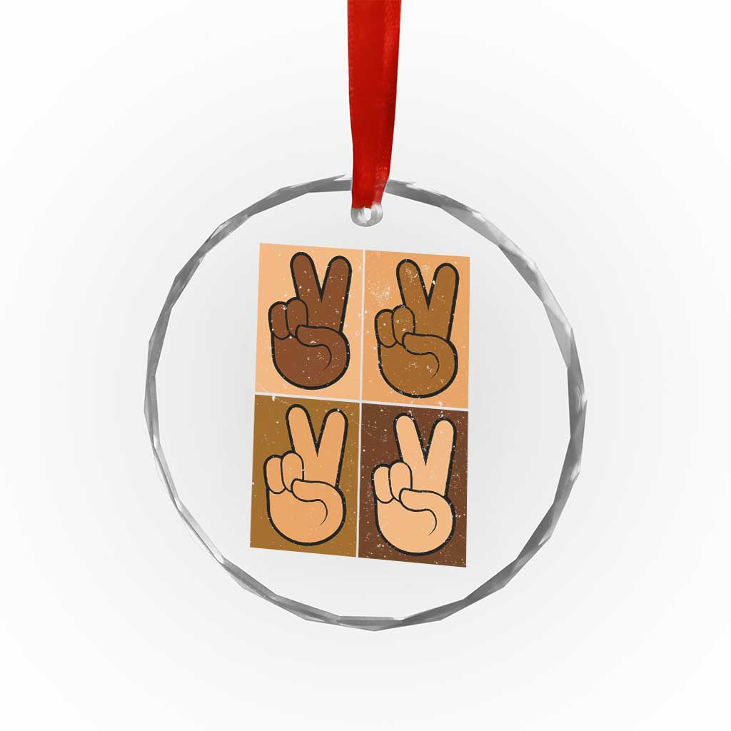 Peace Sign Equality for All Crystal Glass Ornament Peace Out V Fingers Hand Equal Rights TS10