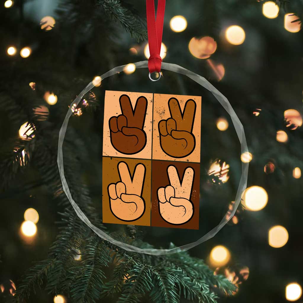Peace Sign Equality for All Crystal Glass Ornament Peace Out V Fingers Hand Equal Rights TS10