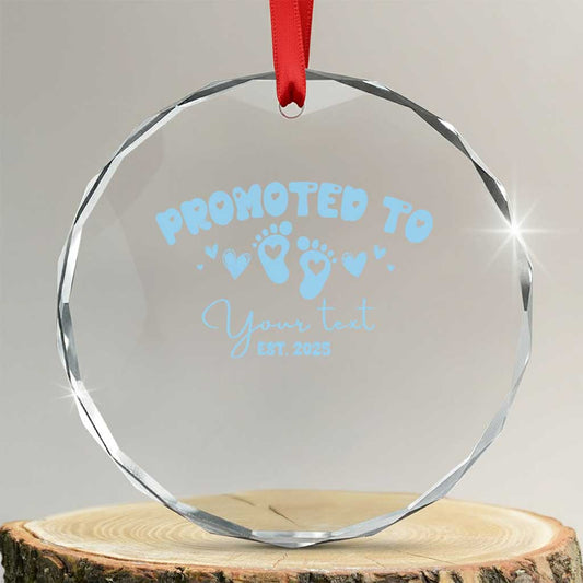 Personalized Gender Reveal Crystal Glass Ornament Custom Text Baby Boy Reveal Blue Family Matching TS10