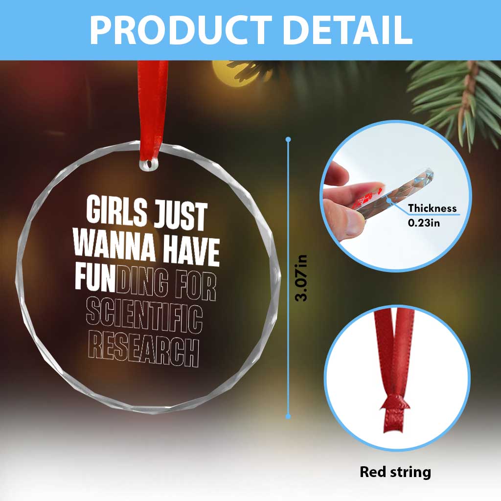 PHD Graduation Crystal Glass Ornament Girls Just Wanna Have Funding For Scientific Research TS10