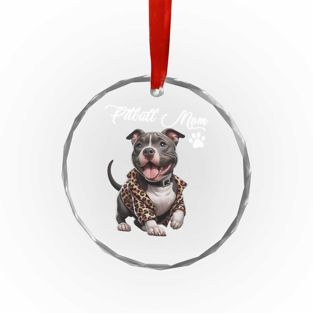 Pitbull Mom Crystal Glass Ornament Cute Pitbull Puppy Dog Lovers TS12