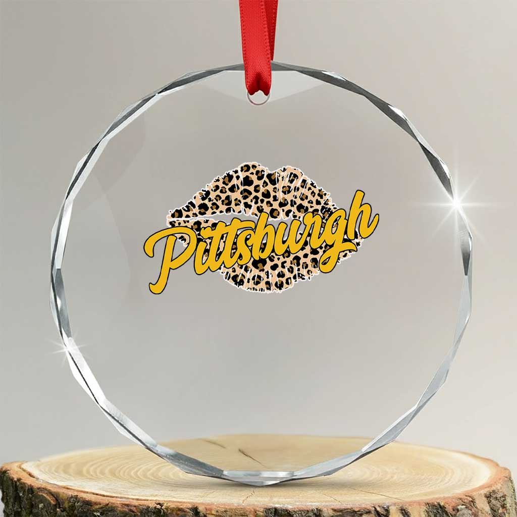Pittsburgh Leopard Lips Crystal Glass Ornament Steel City Pride Woman Girl TS10