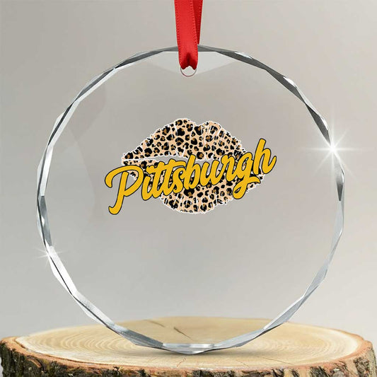Pittsburgh Leopard Lips Crystal Glass Ornament Steel City Pride Woman Girl TS10