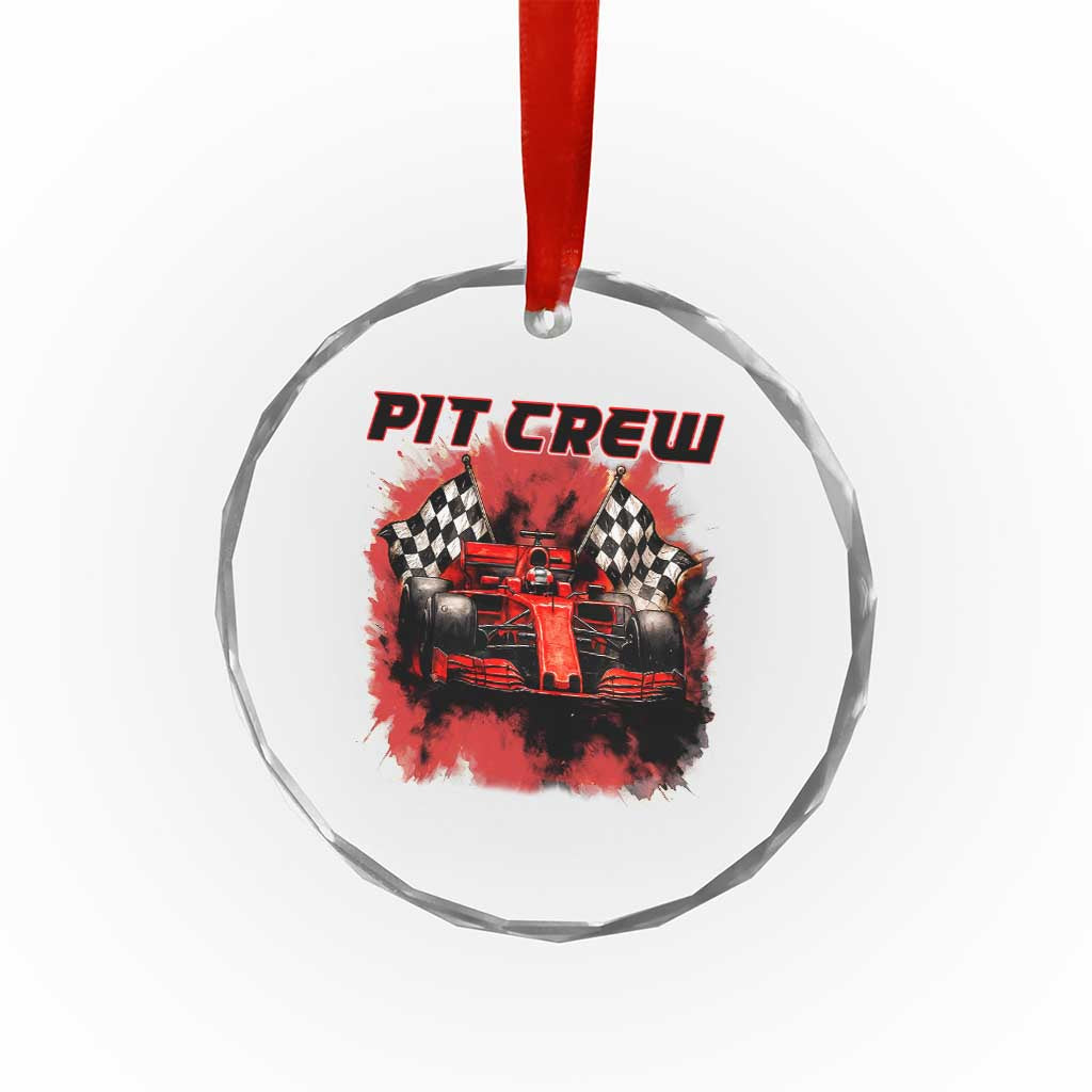 Racing Car Checkered Flag Crystal Glass Ornament Pit Crew Race Car TS14
