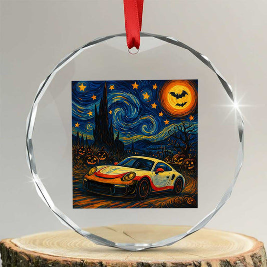 Racing Sports Crystal Glass Ornament Starry Night 911 Silhouette Halloween TS14