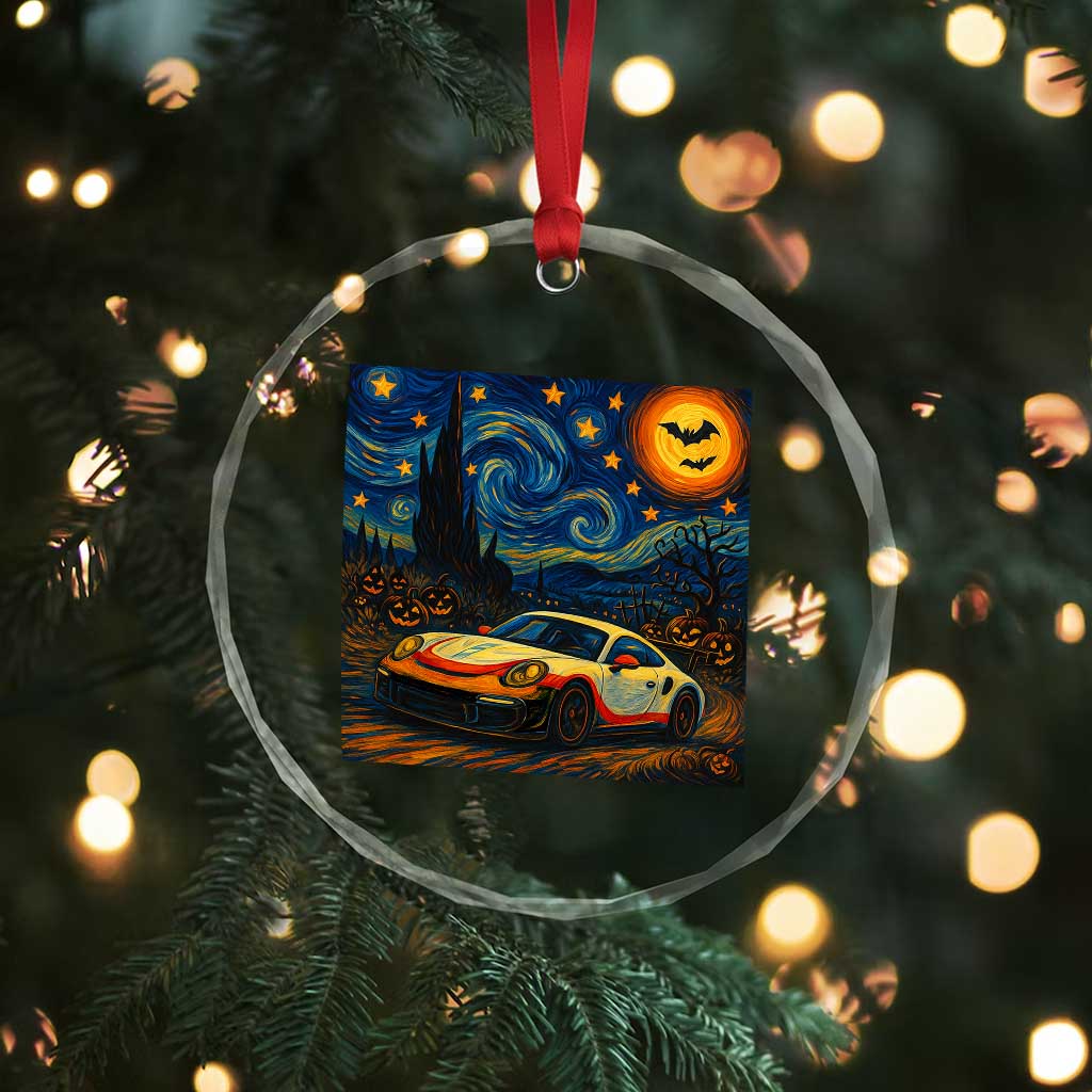 Racing Sports Crystal Glass Ornament Starry Night 911 Silhouette Halloween TS14