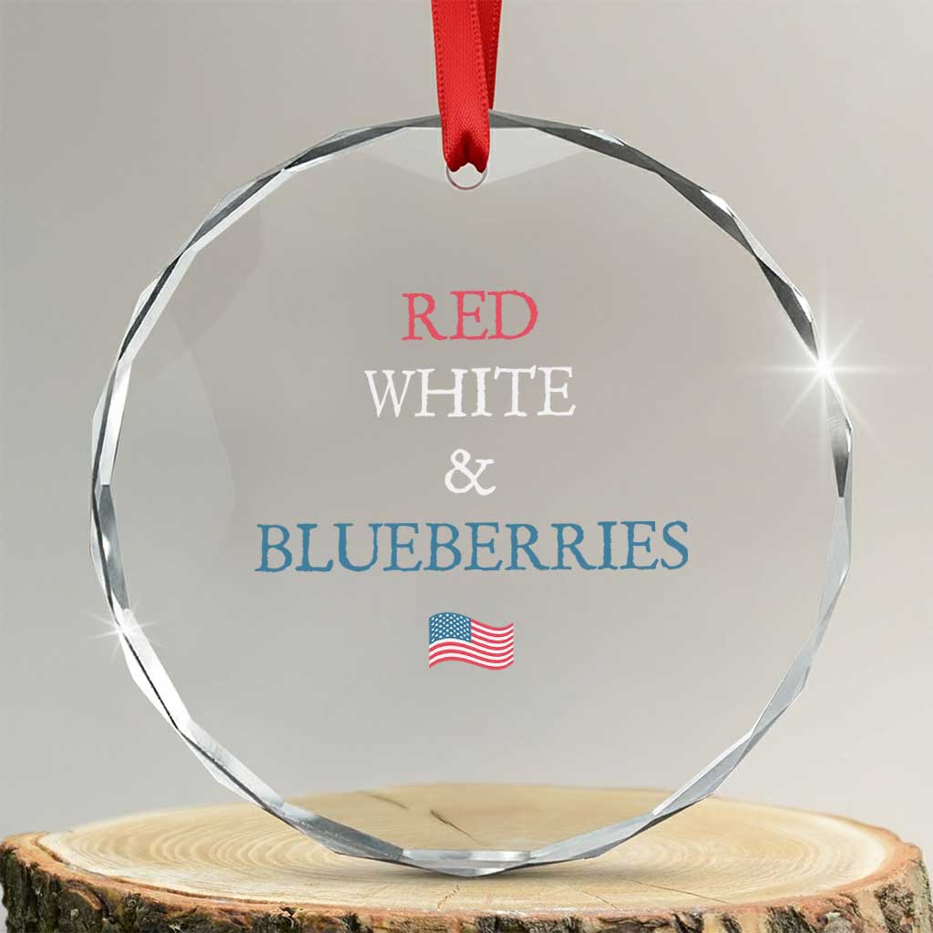 Red White and Blueberries Crystal Glass Ornament Vintage American Flag Patriotic TS02