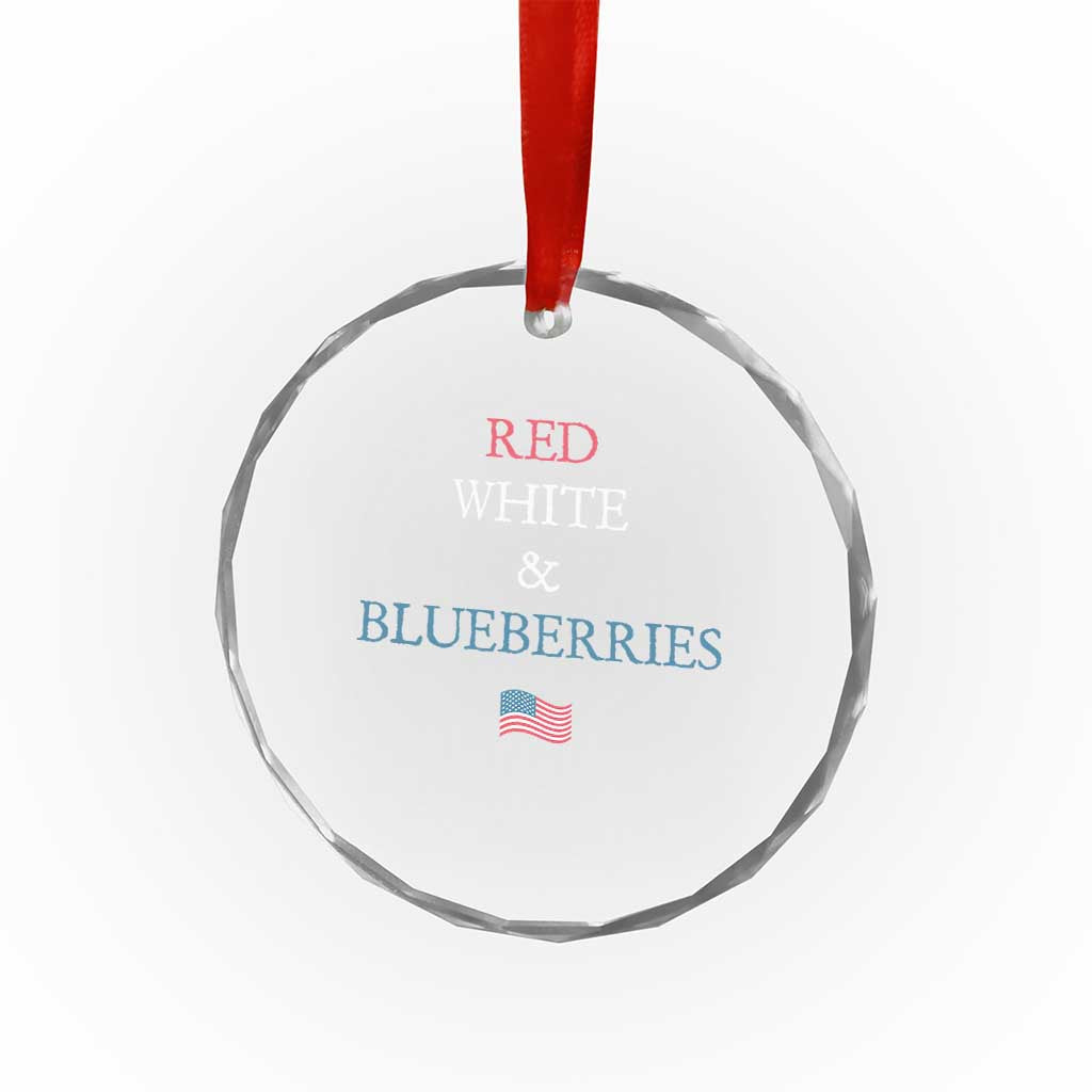 Red White and Blueberries Crystal Glass Ornament Vintage American Flag Patriotic TS02