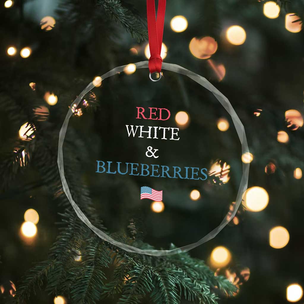 Red White and Blueberries Crystal Glass Ornament Vintage American Flag Patriotic TS02