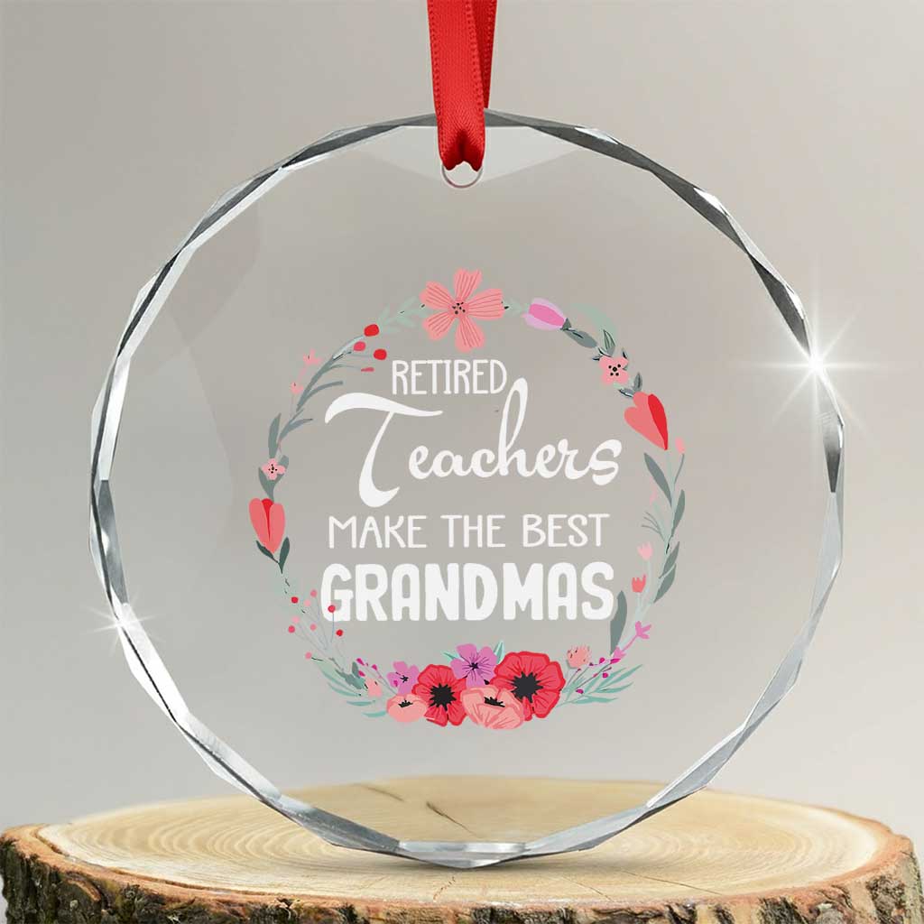 Retired Teacher Crystal Glass Ornament Floral For Grandmas Retirement TS10